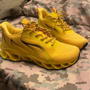 Bright yellow tennis shoes